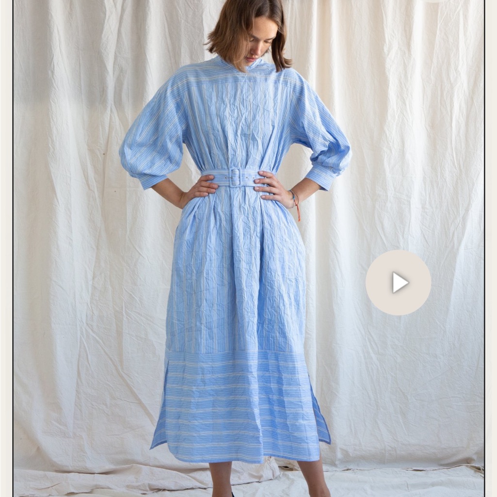 Rachel Comey Blue And White Bishop Sleeve Agathon Dress Oversized 8